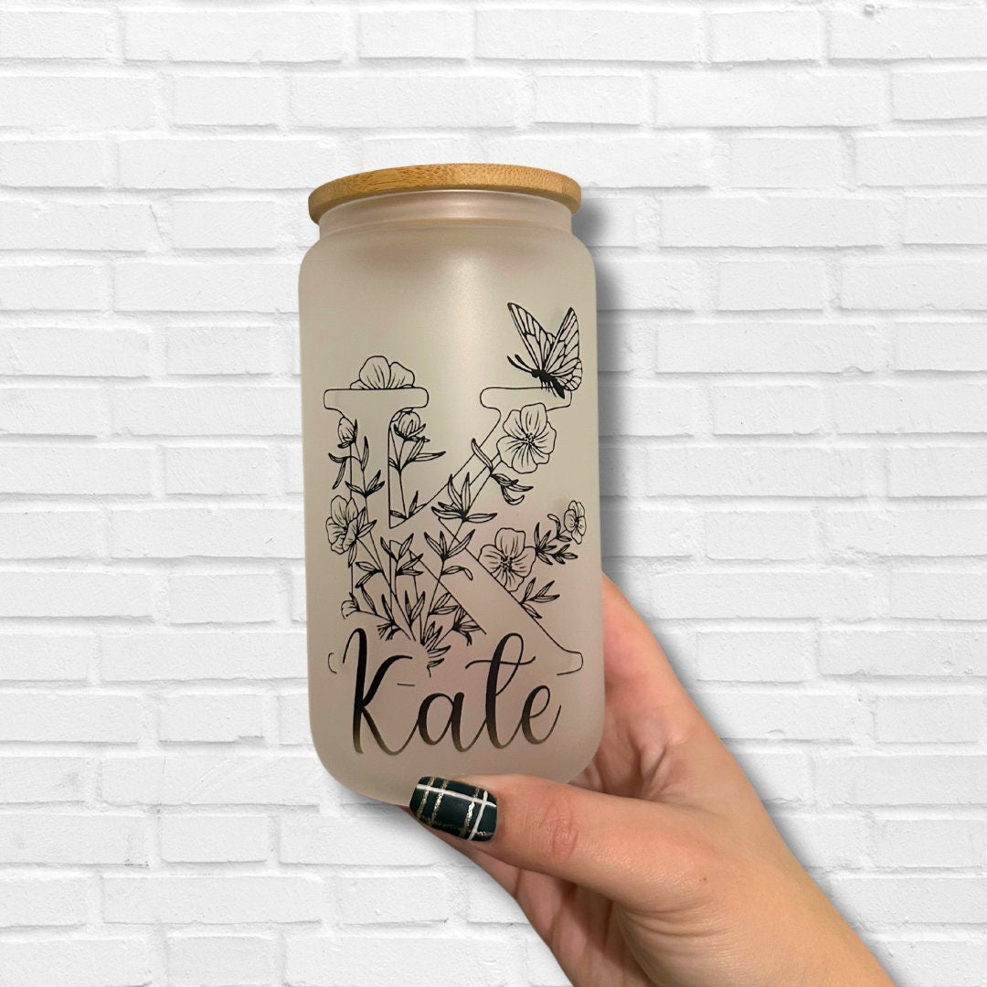 Custom Glass Tumbler with bamboo lid