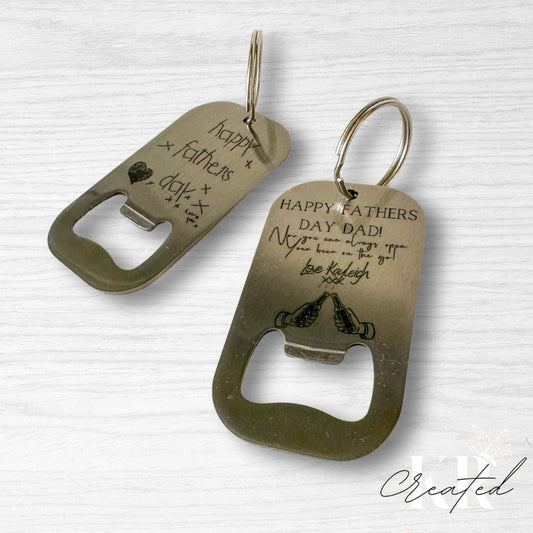 Personalised bottle opener keyring