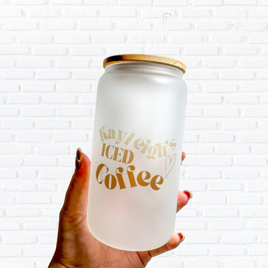 Custom Glass Tumbler with bamboo lid