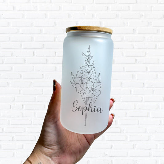 Custom Glass Tumbler with bamboo lid