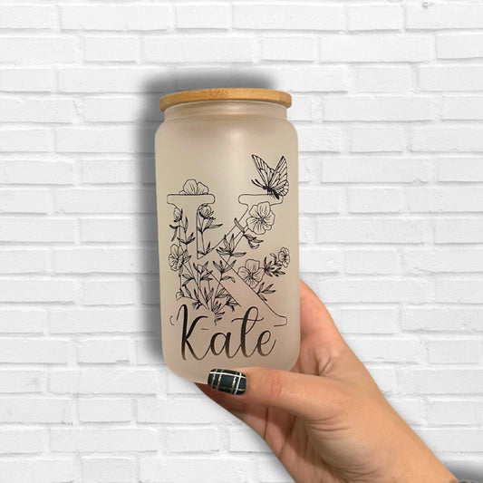 Custom Glass Tumbler with bamboo lid