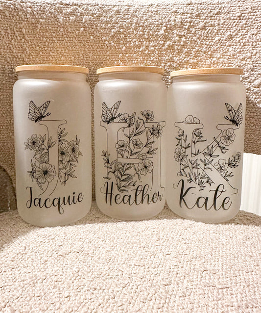 Custom Glass Tumbler with bamboo lid