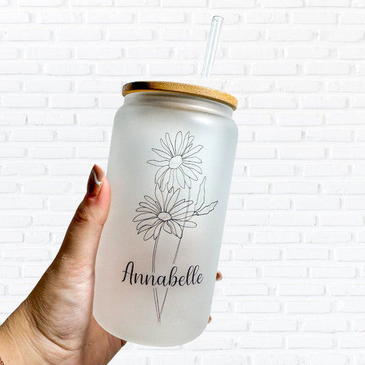 Custom Glass Tumbler with bamboo lid